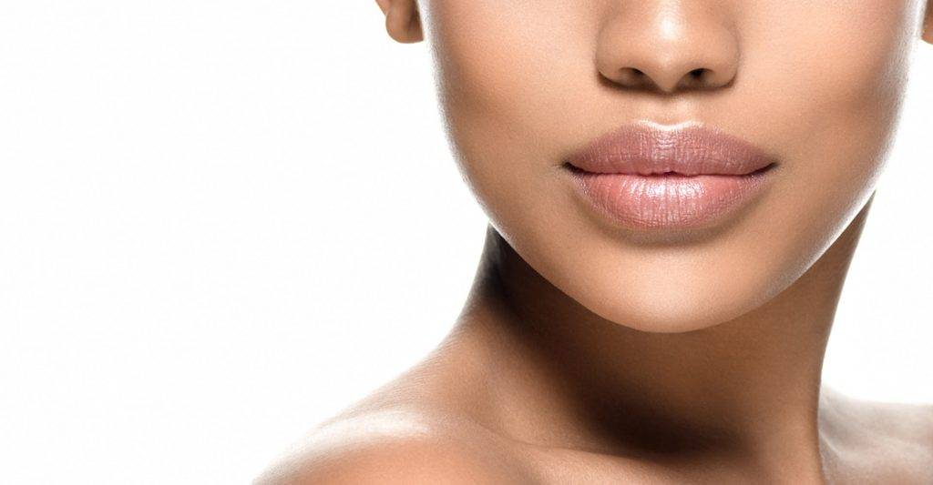 Closeup of a black woman chin